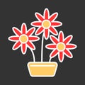 Flower in pot icon. Color, minimalist icon isolated on black background. Flower simple silhouette. Royalty Free Stock Photo