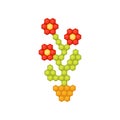 Flower made of bright children s mosaic. Fun educational game for preschool kids. Flat vector for poster of kids