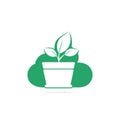 Flower pot and plant logo. Royalty Free Stock Photo