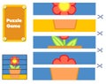 Flower in pot. Puzzle for toddlers. Match pieces and complete the picture. Educational game for children