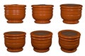 Flower pot with soil in different positions 3d rendering