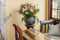 Flower pot with table chair and wall