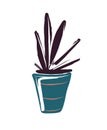 Flower in a pot.Vector picture drawn by hand from a set about home life and comfort. There are many household items and furniture. Royalty Free Stock Photo