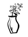 Flower in a pot.Vector picture drawn by hand from a set about home life and comfort. There are many household items and furniture. Royalty Free Stock Photo