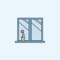 flower pot in window icon. Element of house hold icon for mobile concept and web apps. Colored flower pot in window icon can be us