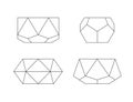 Flower pots outline. Vector set of trendy geometric minimal planters. Different polyhedron shapes