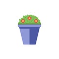Flower potted icon in flat design. Vector stock illustration