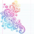 Flowers Sketchy Back to School Doodle Vector Illus