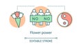 Flower power concept icon. Hippie movement, nonviolence ideology idea thin line illustration. Yin and yang sign