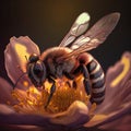 Flower Power, Honey Bee Pollination at Work, generative ai. Royalty Free Stock Photo