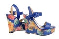 Flower-print high heel women shoes