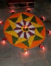 Flower rangoli for dasra and diwali