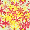 Flower red yellow bright seamless pattern