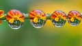 Flower Reflections In Dewdrops On A Stem Royalty Free Stock Photo