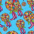 Flower ribbon seamless pattern