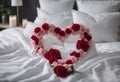 flower rose Beautiful looking folding towel heart design bed Hotel Royalty Free Stock Photo