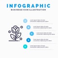 Flower, Rose, Love Blue Infographics Template 5 Steps. Vector Line Icon template Royalty Free Stock Photo