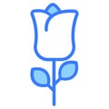flower, rose, nature Icon, simple design blue line