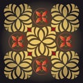 Flower Rose Pattern Illustration Design Decor Wallpaper Black Gold Red