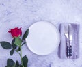 Flower rose plate on concrete background season dishware celebration