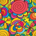 Flower round colorful seamless pattern