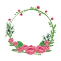 Flower round frame wreath roses flowery