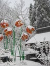Flower sculpture covered with snow Royalty Free Stock Photo