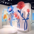 Whimsical Paper Flower Display With Interactive Exhibits