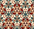 Flower seamless pattern, background. Composed of colored abstract shapes.