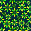 Flower seamless pattern - background of flowers. Green and yellow flowers. Vector Royalty Free Stock Photo