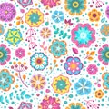 Flower seamless pattern. Blooming botanical motifs beautiful flowers and petals trendy print wallpaper, textile fabric