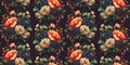 Flower seamless pattern classic style. Vintage floral background, paint texture. Generative AI Royalty Free Stock Photo