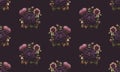 Flower seamless pattern classic style. Vintage floral background, paint texture. Generative AI Royalty Free Stock Photo