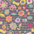 Flower seamless pattern with fashionable things.