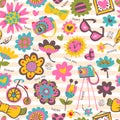 Flower seamless pattern with fashionable things.
