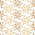 Flower seamless pattern. Repeated gold flowers background. Repeating abstract geometric leaf for design spring and summer prints. Royalty Free Stock Photo