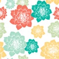 Cactus flowers seamless pattern