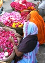 Flower sellers in Pushkar, India Royalty Free Stock Photo