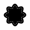 Flower shape with dotted stitch line. Empty tag, patch, sticker, text box, price label, promo code badge isolated on