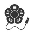 Flower shape USB hub glyph icon Royalty Free Stock Photo