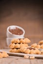 Flower shaped chocolate biscuits. Royalty Free Stock Photo