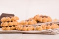 Flower shaped chocolate biscuits. Royalty Free Stock Photo