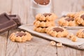 Flower shaped chocolate biscuits. Royalty Free Stock Photo