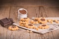 Flower shaped chocolate biscuits. Royalty Free Stock Photo