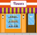 Flower shop building front in flat style. Royalty Free Stock Photo