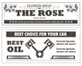 Flower shop and car oil retro newspaper ad templates