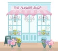 Flower shop facade Vector illustration delicate decor