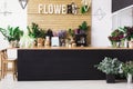 Flower shop interior, small business of floral design studio Royalty Free Stock Photo