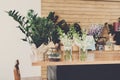 Flower shop interior, small business of floral design studio Royalty Free Stock Photo