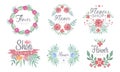 Flower Shop Logo Templates Set, Florist Boutique Badges, Emblems, Logotypes Vector Illustration Royalty Free Stock Photo